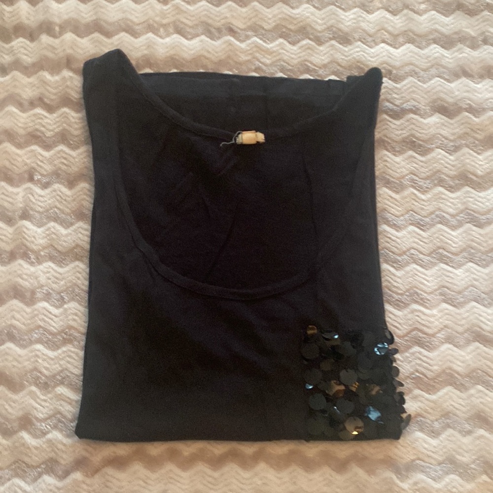 J. Crew Black Tank with Embellished Pocket  Size Small